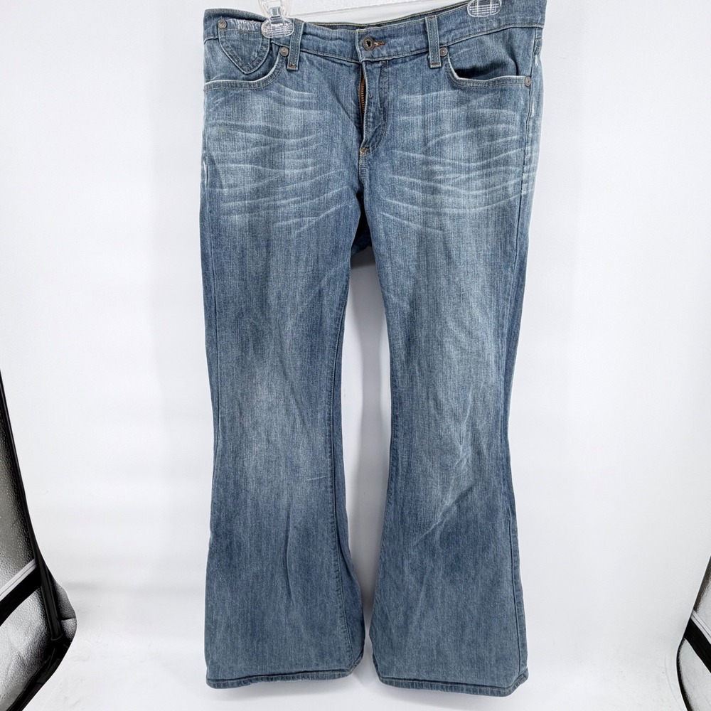 Lucky Brand Sunset Pant Jeans Womens 14/32‎ Flare Flap Pocket Medium Wash Denim